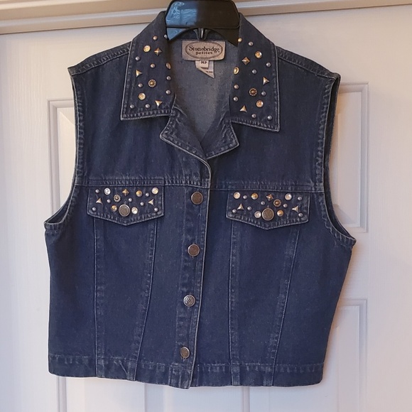 Stonebridge Petites Jackets & Blazers - 🌺3 for $10 Denim Vest with Silver Studs Sz MP